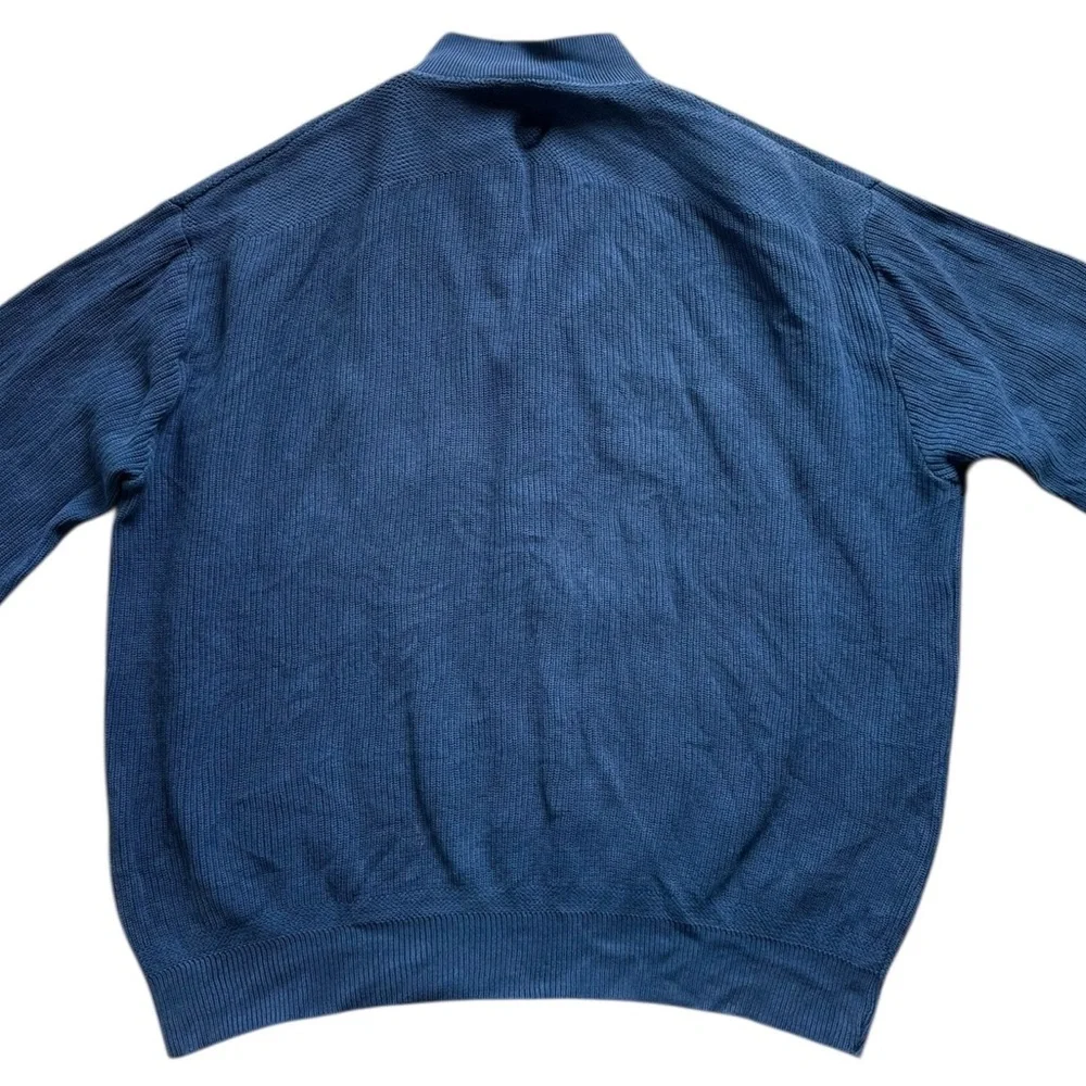 L.L. Bean Henley Sweater Mens 2XL Blue Knit Big & Tall Vintage 80s